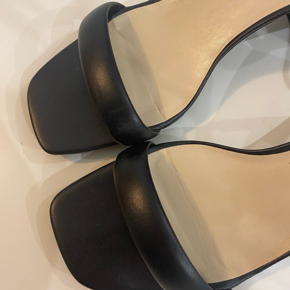 Nine West Square Toe Open Toe Size 8.5 Black Bloc… - image 5